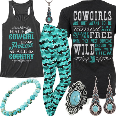 Meant To Be Tamed Turquoise Horse Leggings Outfit