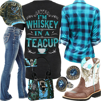 Whiskey In A Teacup Blue Plaid Shirt Outfit