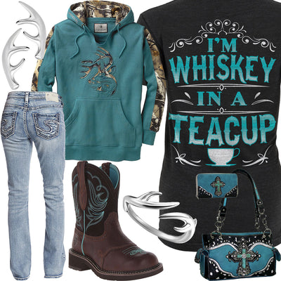 Whiskey In A Teacup Colonial Blue Hoodie Outfit