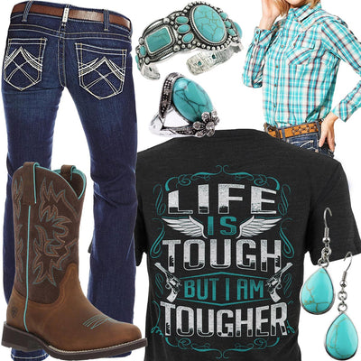 Life Is Tough Ariat Plaid Shirt Outfit