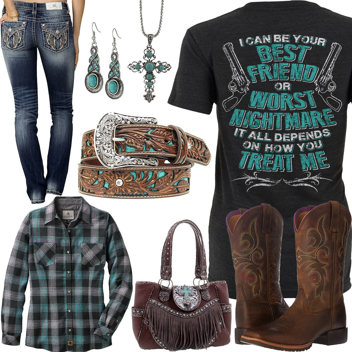 How You Treat Me Turquoise Belt Outfit – Real Country Ladies