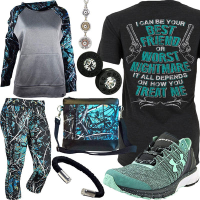 How You Treat Me Serenity Camo Leggings Outfit