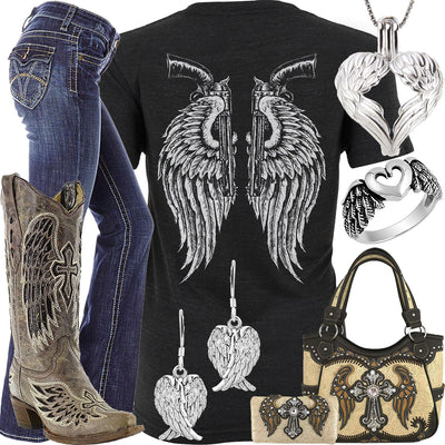 Angel Wings & Revolvers Corral Boots Outfit