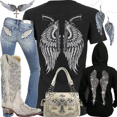 Angel Wings & Revolvers Corral Boots Outfit