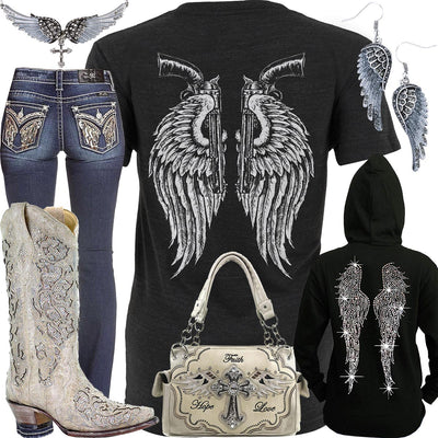 Angel Wings & Revolvers Miss Me Jeans Outfit