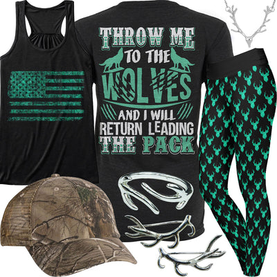 Leading The Pack Mint Camo American Flag Tank Outfit