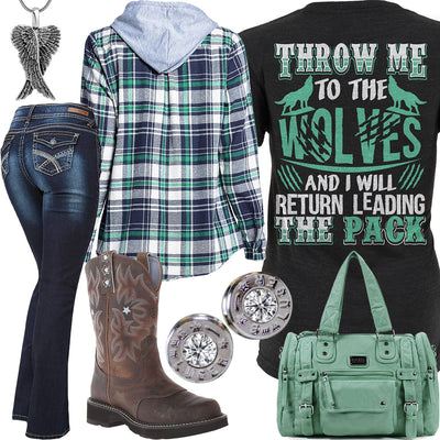 Leading The Pack Plaid Flannel Hoodie Outfit