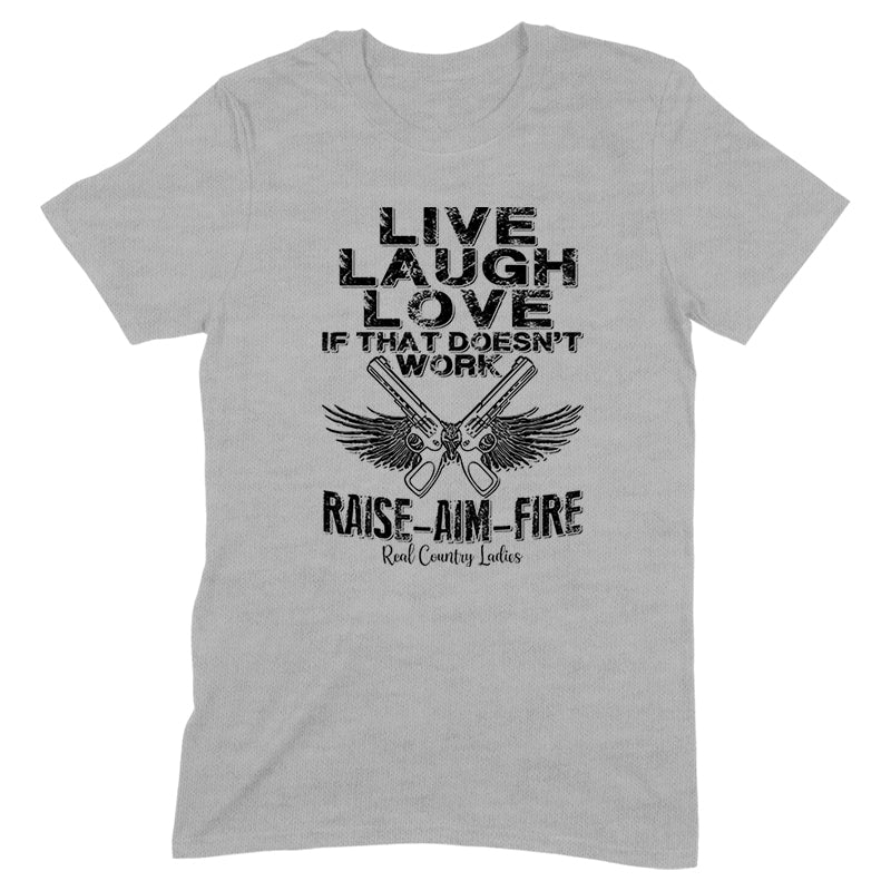 Blowout |  Raise Aim Fire Black Print Front Apparel