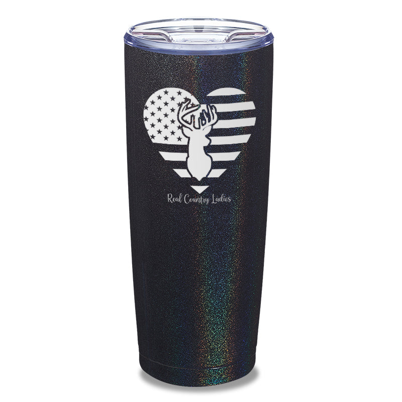 Black Friday | Flag Heart Deer Laser Etched Tumbler