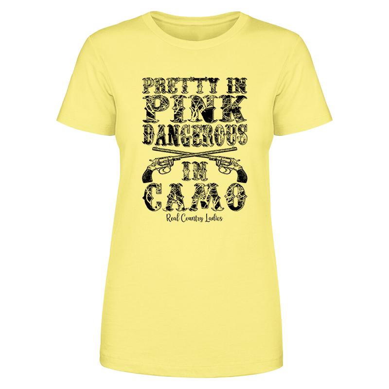 Black Friday | Pretty In Pink Dangerous In Camo Black Print Front Apparel