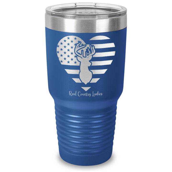 Black Friday | Flag Heart Deer Laser Etched Tumbler