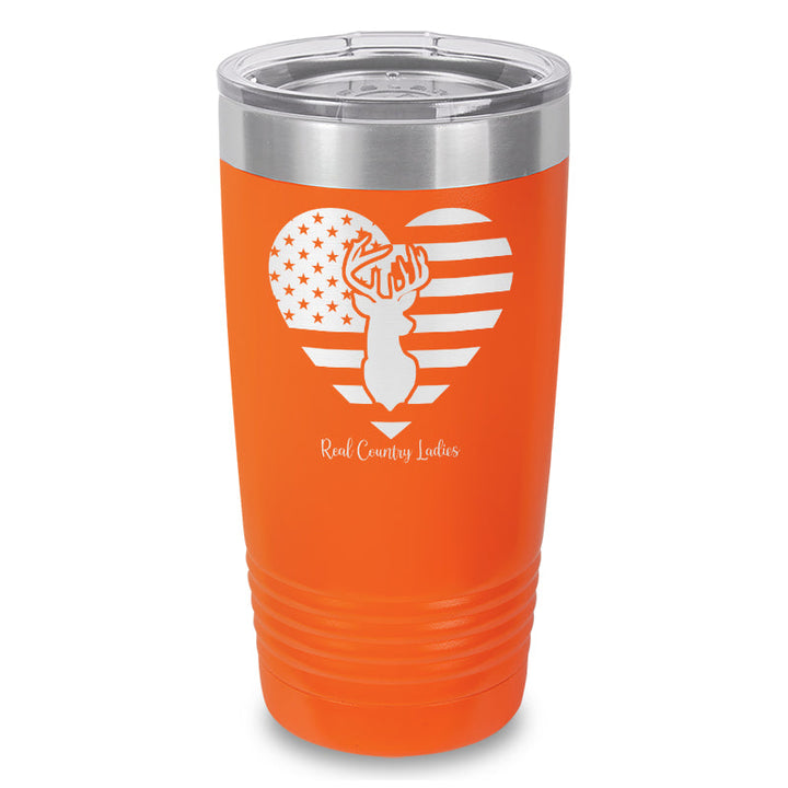 Black Friday | Flag Heart Deer Laser Etched Tumbler