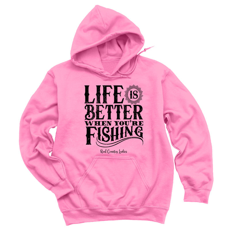 Blowout | Life Is Better When You're Fishing Black Print Hoodies & Long Sleeves