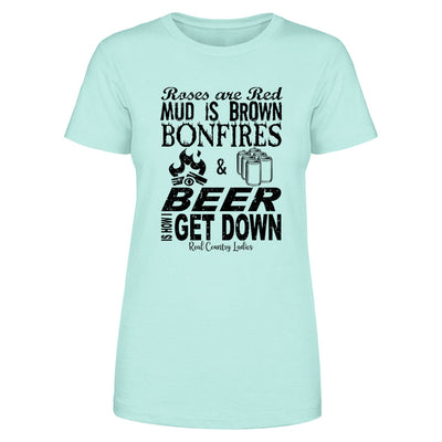 Blowout |  Bonfires And Beer Black Print Front Apparel