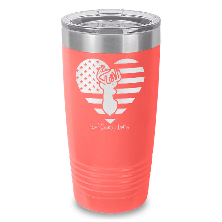 Black Friday | Flag Heart Deer Laser Etched Tumbler