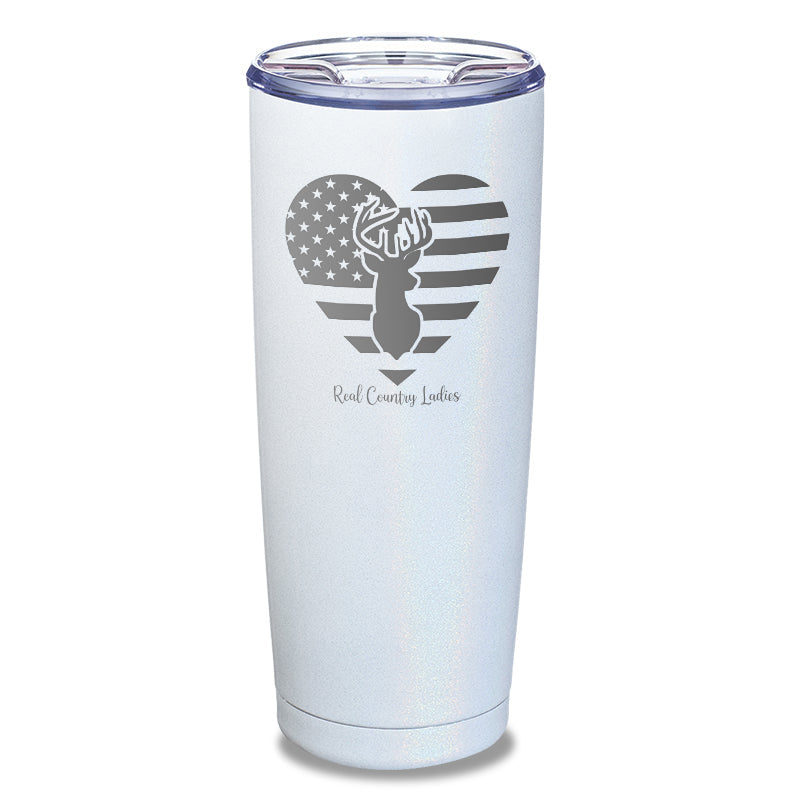 Black Friday | Flag Heart Deer Laser Etched Tumbler