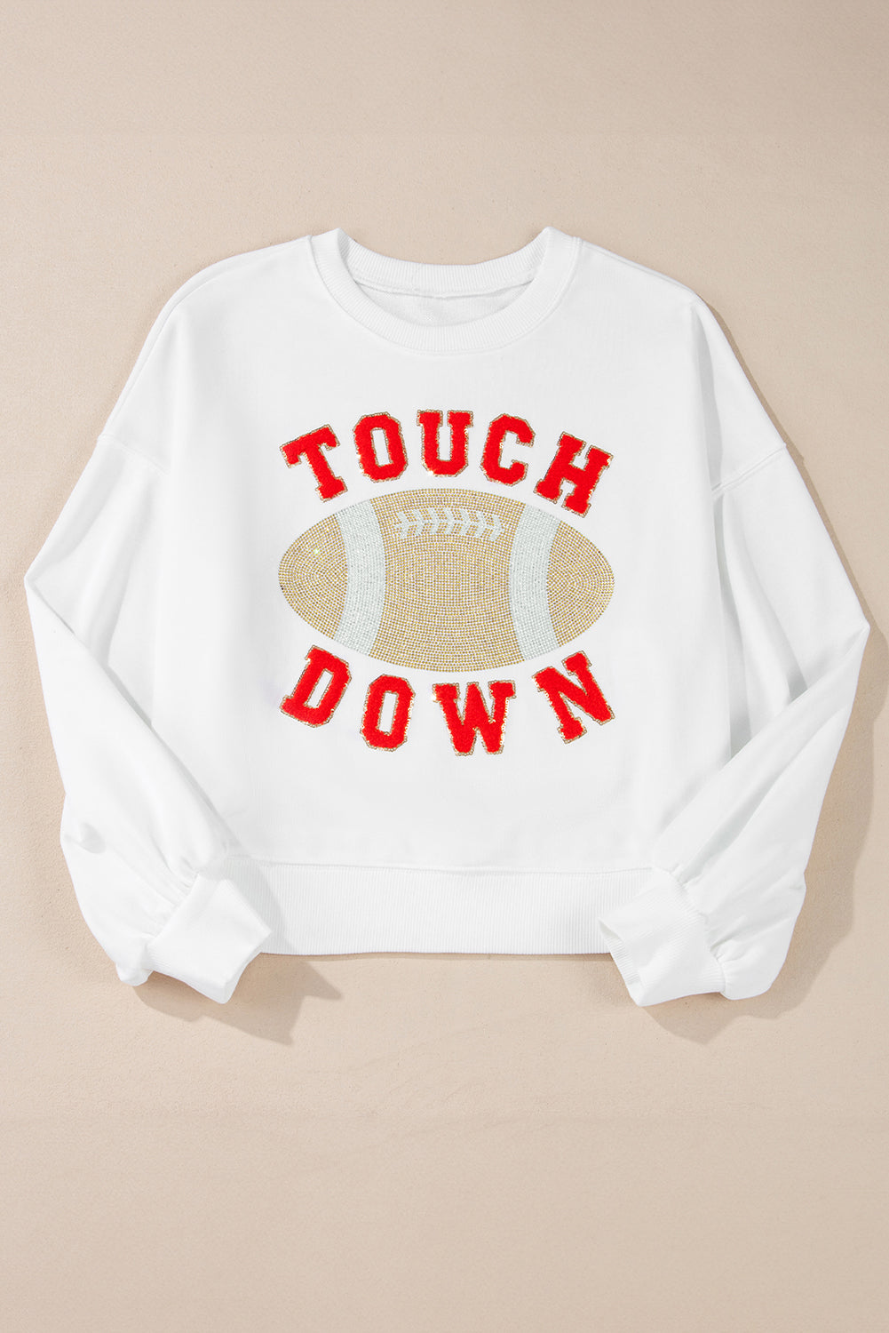 Black TOUCH DOWN Football Graphic Pullover Sweatshirt