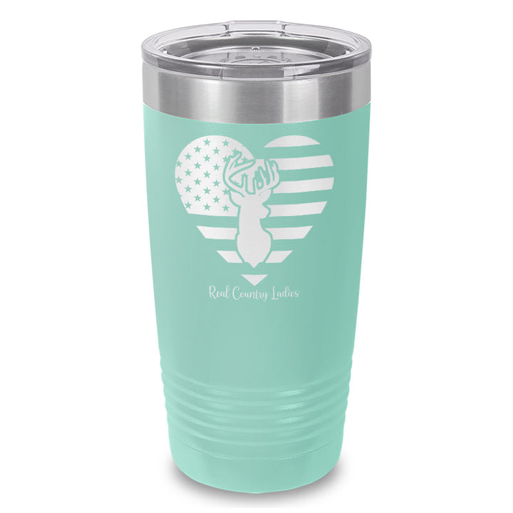 Black Friday | Flag Heart Deer Laser Etched Tumbler