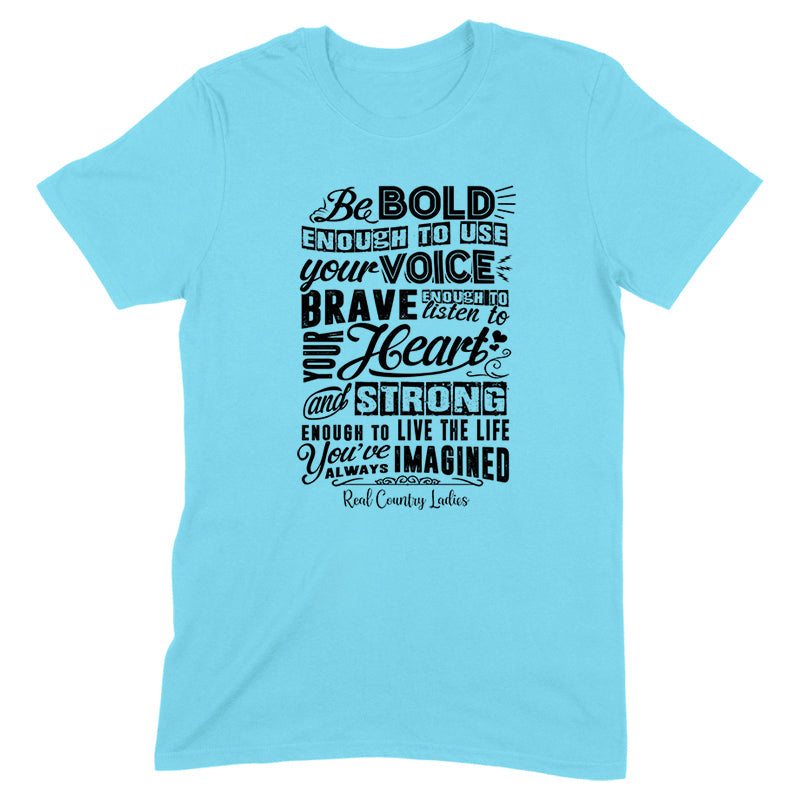 Blowout |  Bold Brave And Strong Black Print Front Apparel