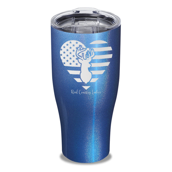 Black Friday | Flag Heart Deer Laser Etched Tumbler