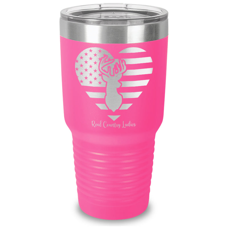 Black Friday | Flag Heart Deer Laser Etched Tumbler