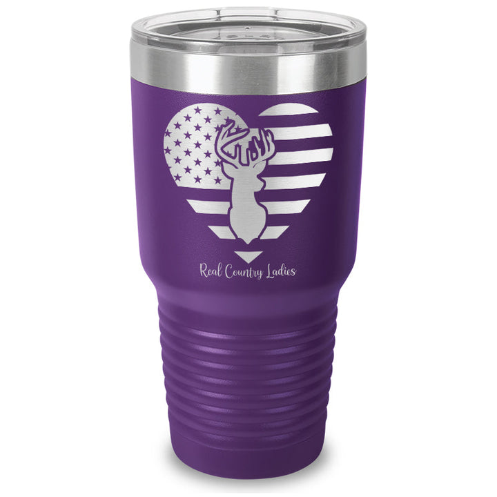 Black Friday | Flag Heart Deer Laser Etched Tumbler