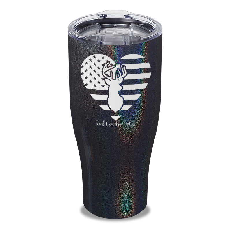 Black Friday | Flag Heart Deer Laser Etched Tumbler