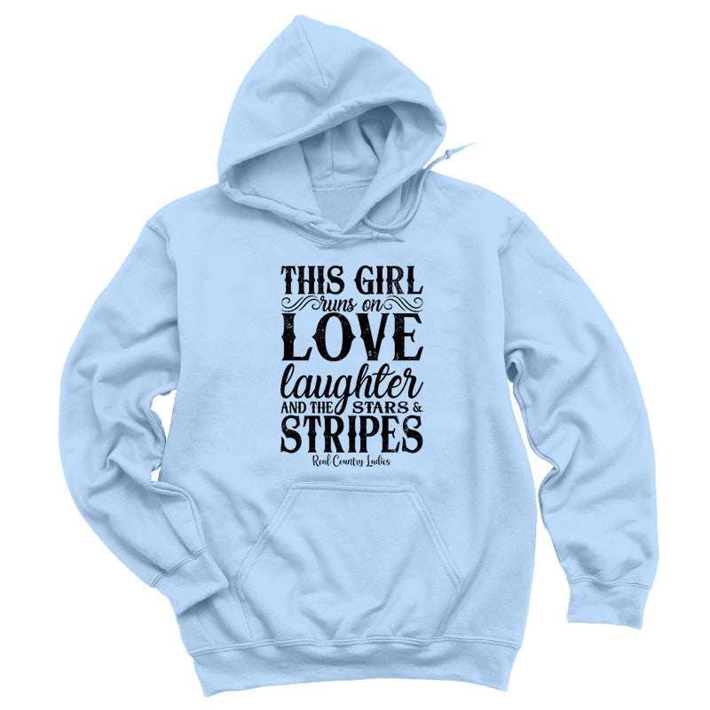 Blowout | This Girl Runs On Stars And Stripes Black Print Hoodies & Long Sleeves