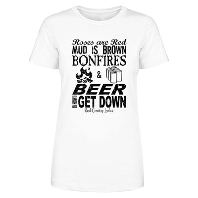 Blowout |  Bonfires And Beer Black Print Front Apparel