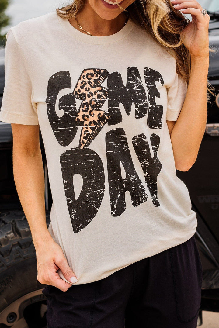 Khaki Game Day Leopard Lightning T Shirt