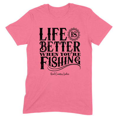 Blowout |  Life Is Better When You're Fishing Black Print Front Apparel