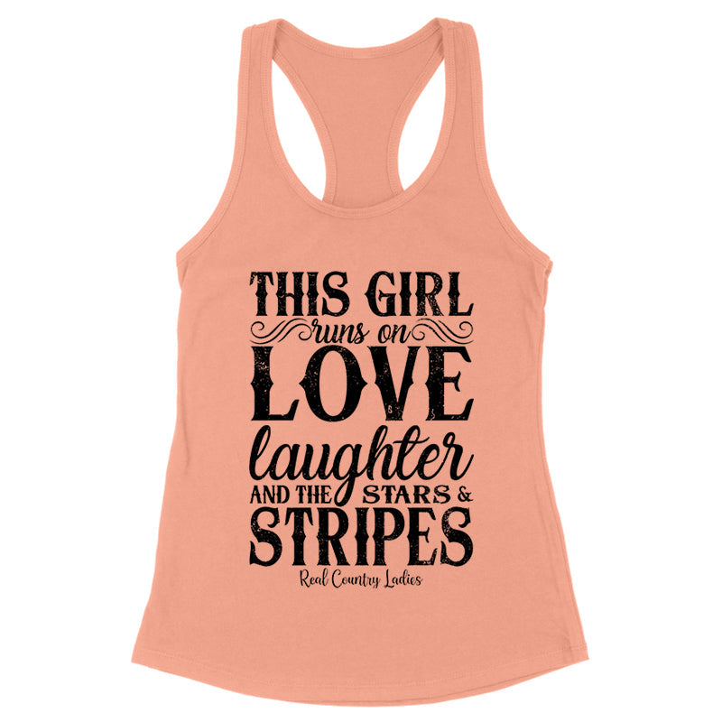 Black Friday | This Girl Runs On Stars And Stripes Black Print Front Apparel