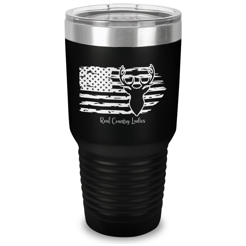 Black Friday | Deer USA Flag Laser Etched Tumbler