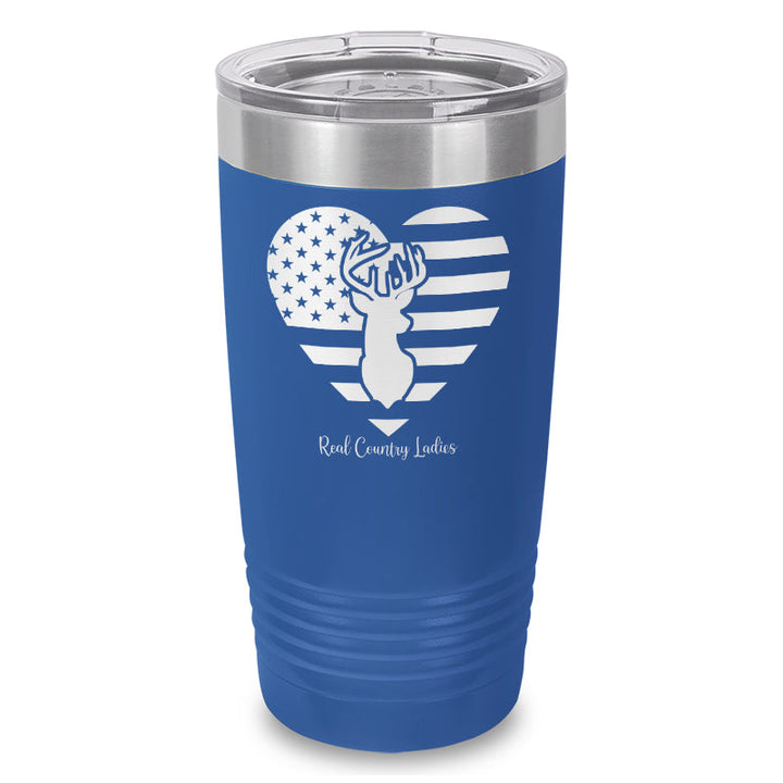 Black Friday | Flag Heart Deer Laser Etched Tumbler