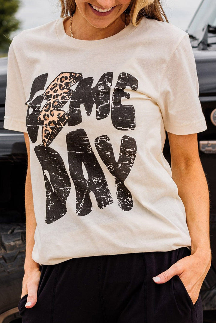 Khaki Game Day Leopard Lightning T Shirt