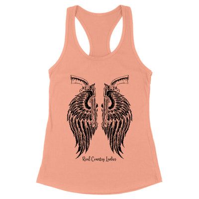 Blowout |  Angel Wings Revolvers Black Print Front Apparel