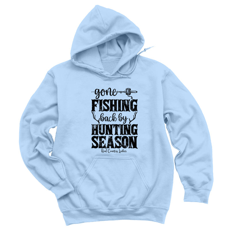 Blowout | Gone Fishing Back By Hunting Season Black Print Hoodies & Long Sleeves