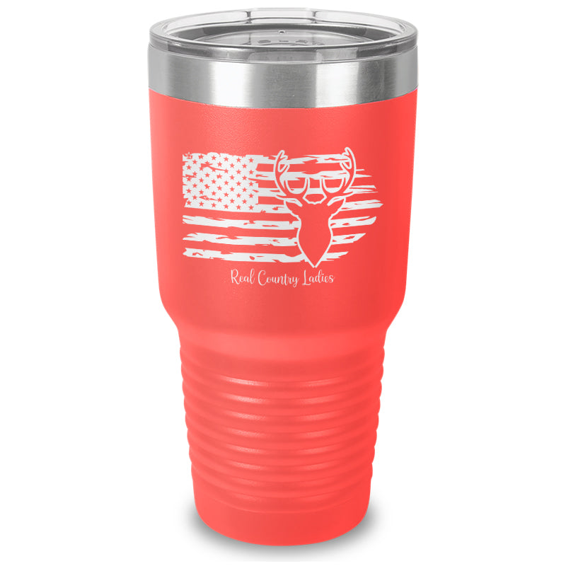 Black Friday | Deer USA Flag Laser Etched Tumbler