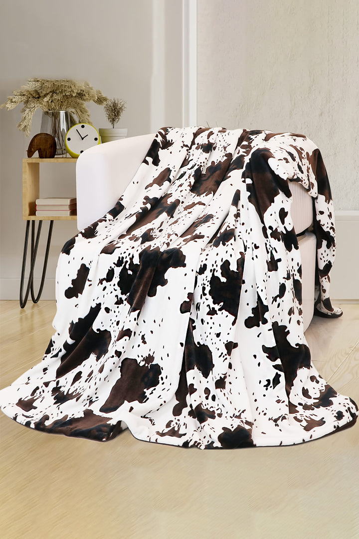 Multicolor Cow Print Plush Blanket