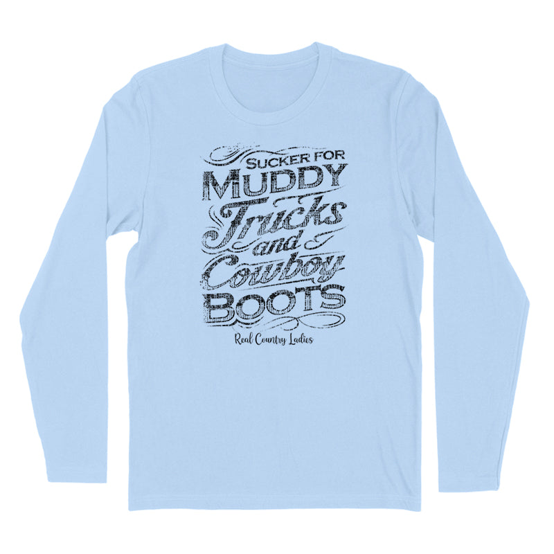 Black Friday | Muddy Trucks And Cowboy Boots Black Print Hoodies & Long Sleeves