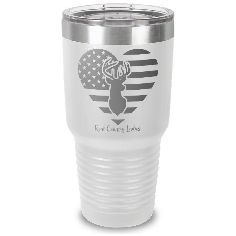 Black Friday | Flag Heart Deer Laser Etched Tumbler