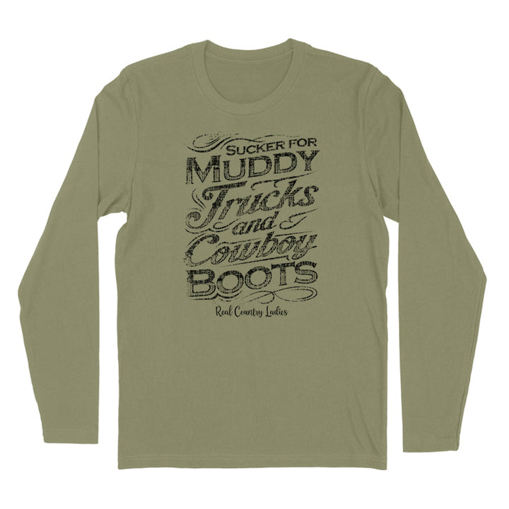 Black Friday | Muddy Trucks And Cowboy Boots Black Print Hoodies & Long Sleeves