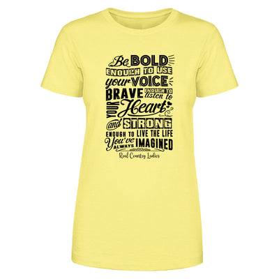 Blowout |  Bold Brave And Strong Black Print Front Apparel