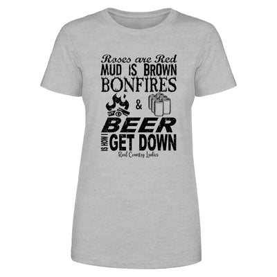 Blowout |  Bonfires And Beer Black Print Front Apparel