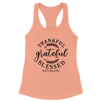 Falling For Deals | Thankful Grateful Blessed Black Print Front Apparel