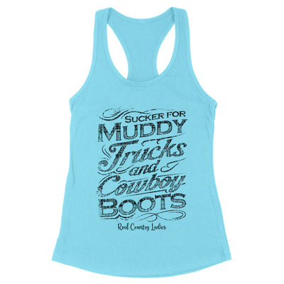 Blowout |  Muddy Trucks And Cowboy Boots Black Print Front Apparel