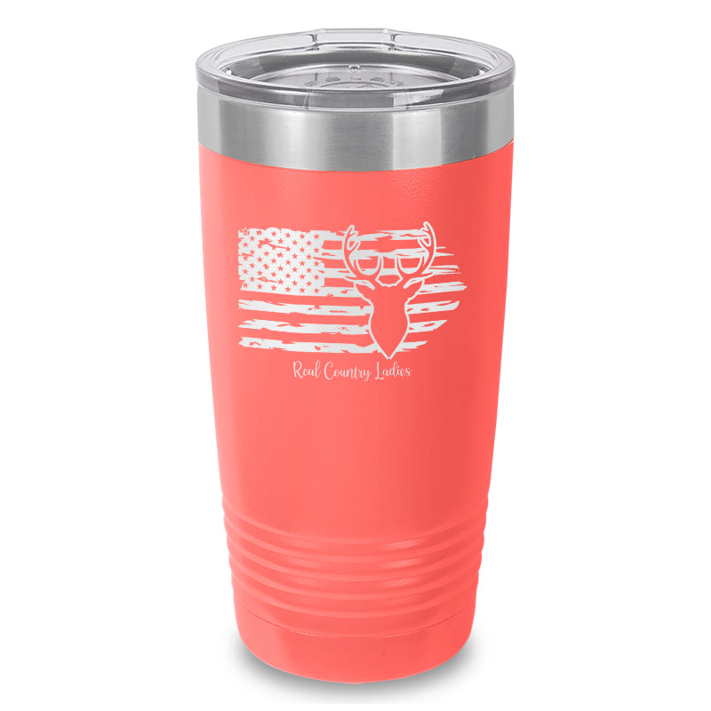 Black Friday | Deer USA Flag Laser Etched Tumbler