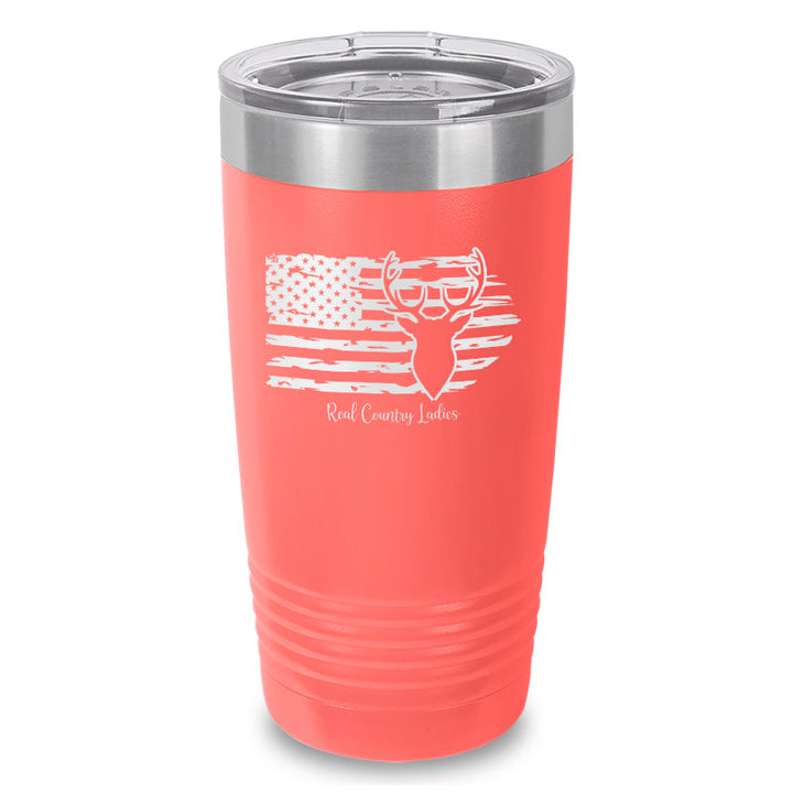 Black Friday | Deer USA Flag Laser Etched Tumbler