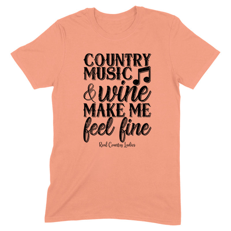 Blowout |  Country Music And Wine Black Print Front Apparel