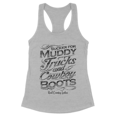 Blowout |  Muddy Trucks And Cowboy Boots Black Print Front Apparel